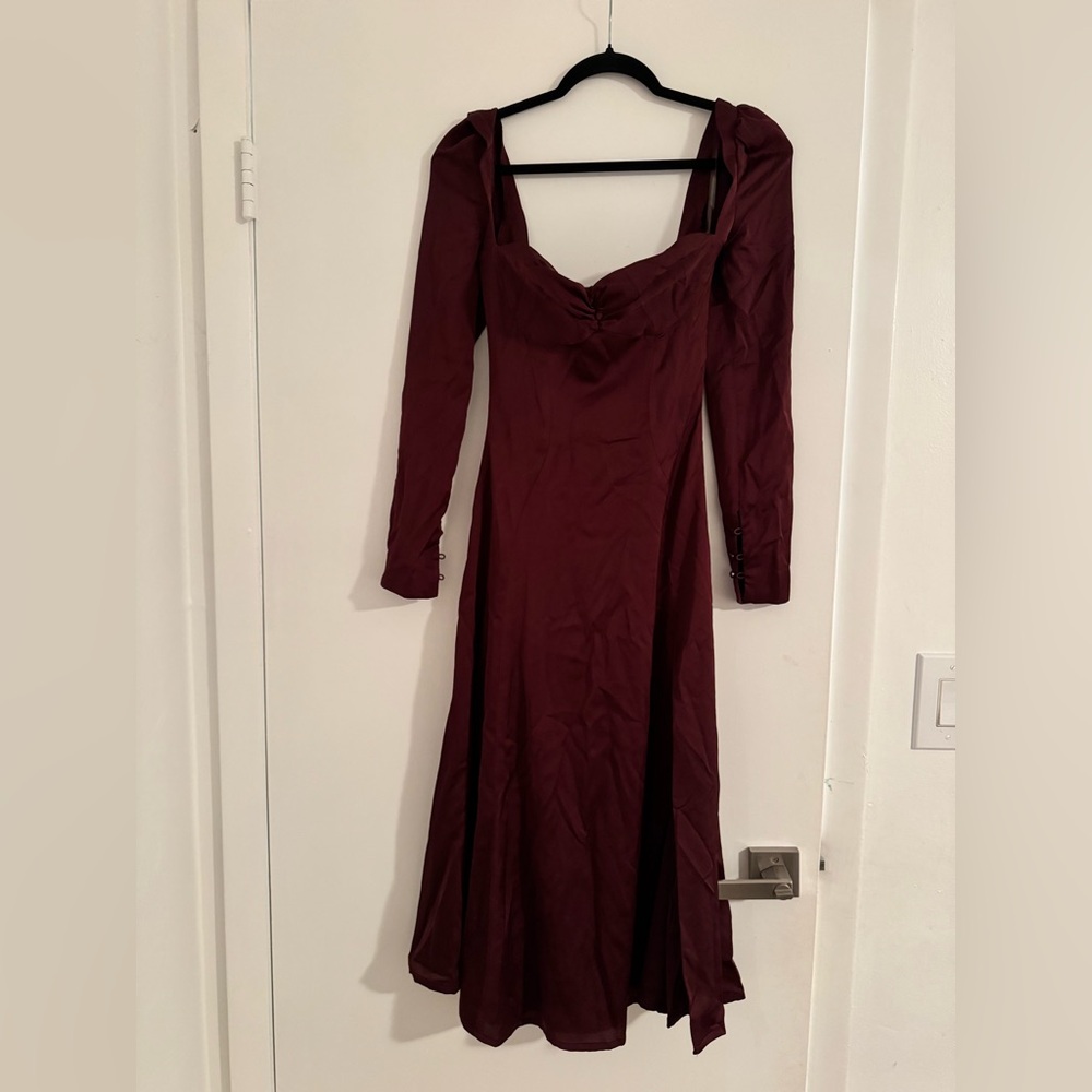 House of CB Long Sleeve Burgundy Dress